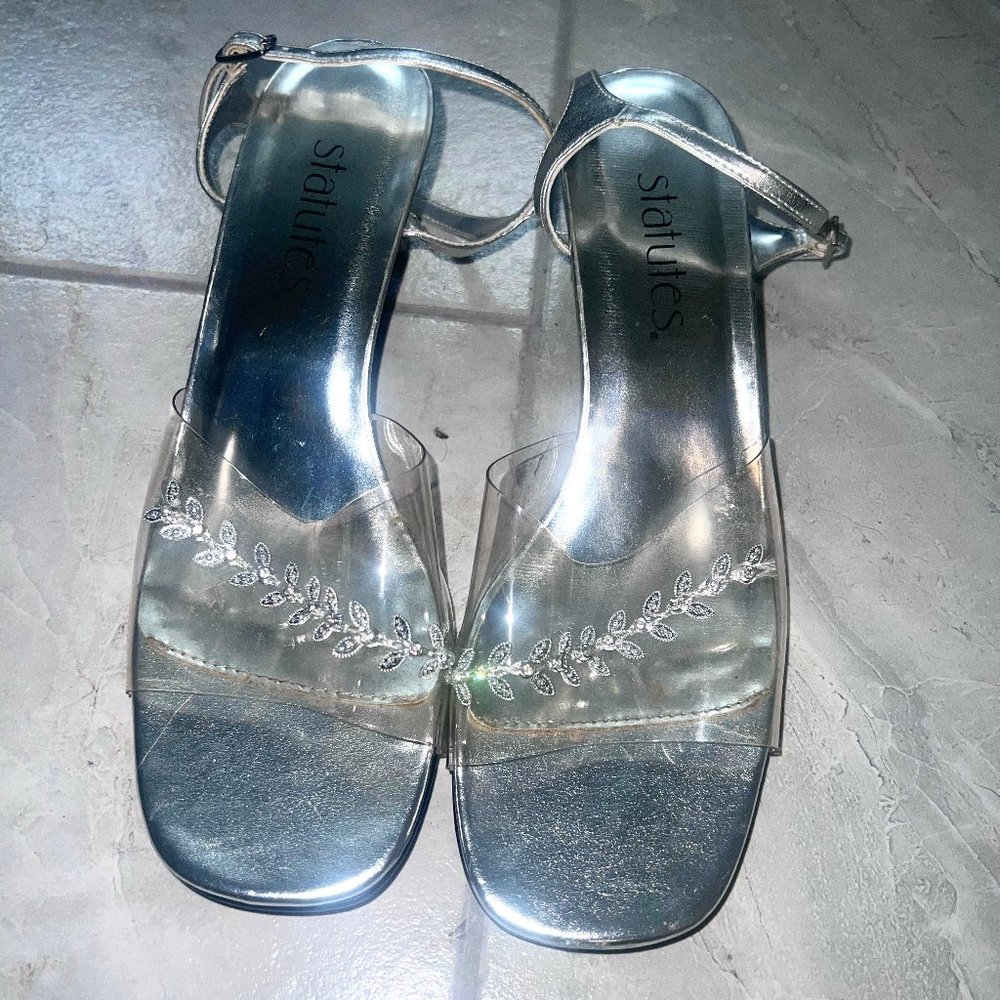 Clear Silver Acrylic Open Toe Sandals